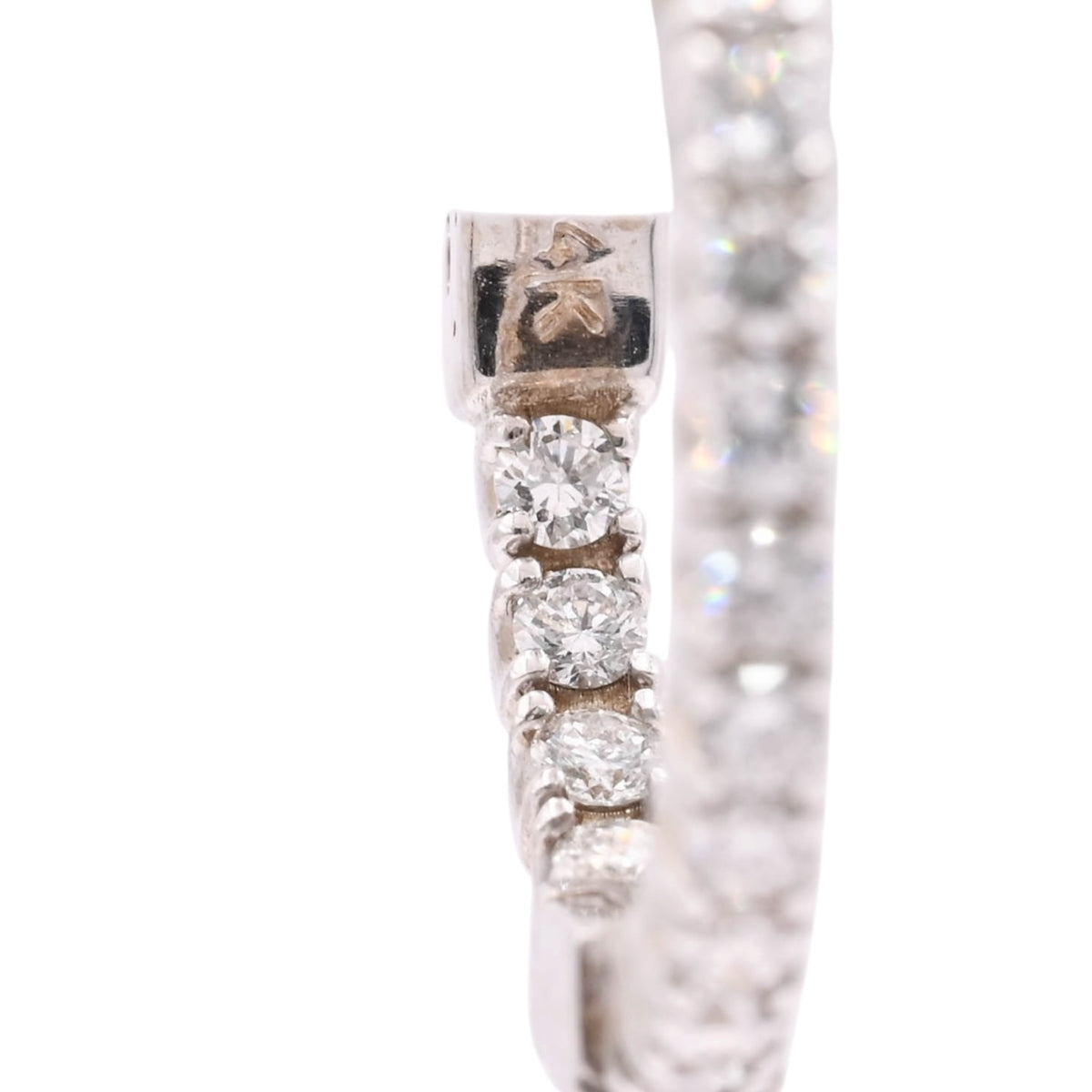 LAB DIAMOND Medium Inside Out Hoop Earrings 14K White Gold with Premium Locks 2.13mm Thick/18.78mm Diameter 0.68cttw