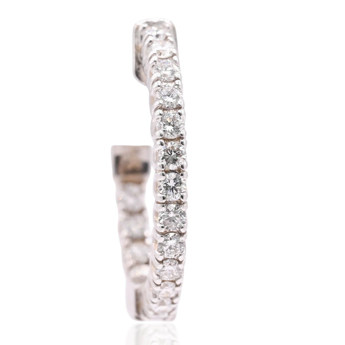LAB DIAMOND Medium Inside Out Hoop Earrings 14K White Gold with Premium Locks 2.13mm Thick/18.78mm Diameter 0.68cttw