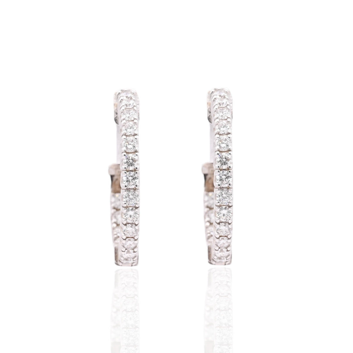 LAB DIAMOND Medium Inside Out Hoop Earrings 14K White Gold with Premium Locks 2.13mm Thick/18.78mm Diameter 0.68cttw