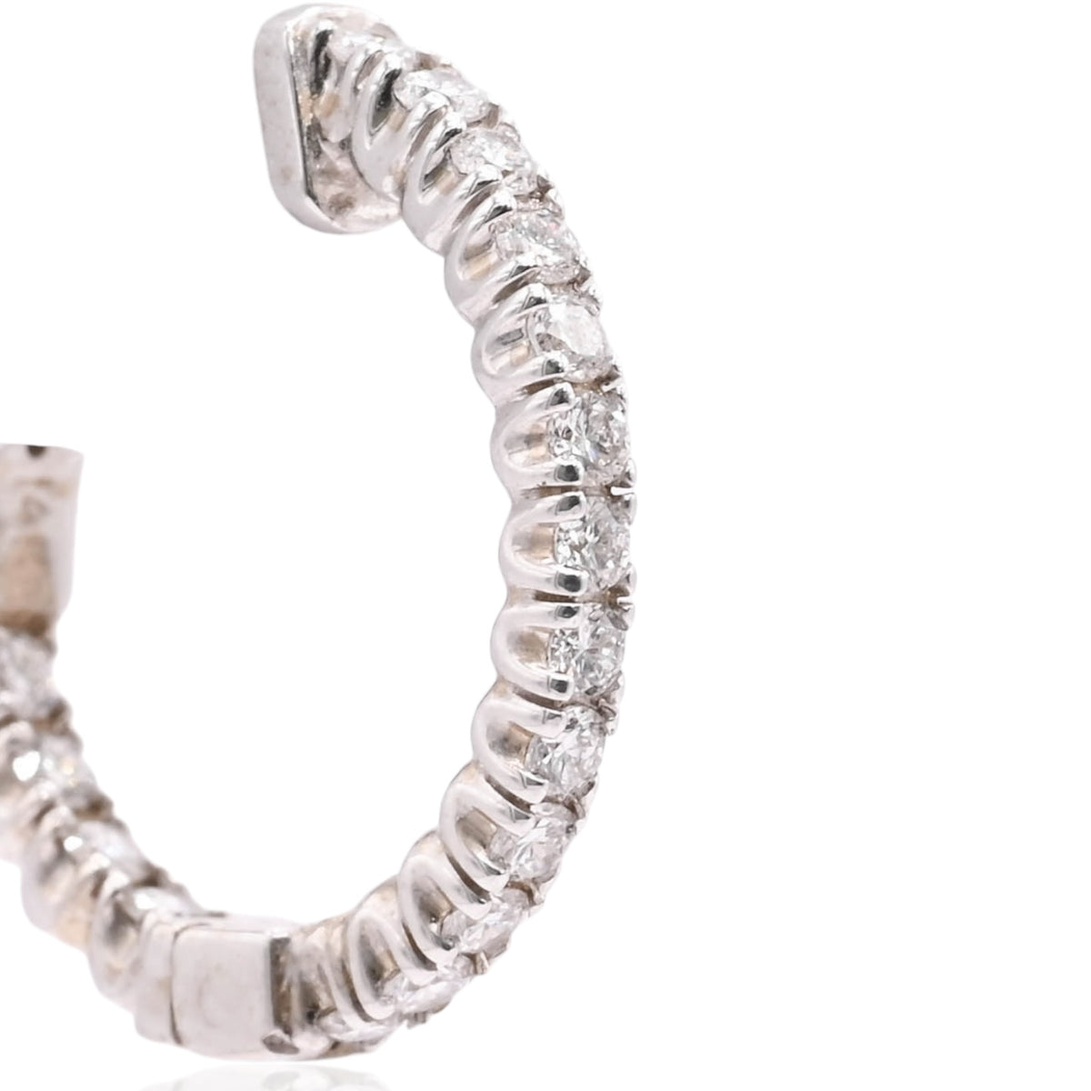 LAB DIAMOND Medium Inside Out Hoop Earrings 14K White Gold with Premium Locks 2.13mm Thick/18.78mm Diameter 0.68cttw