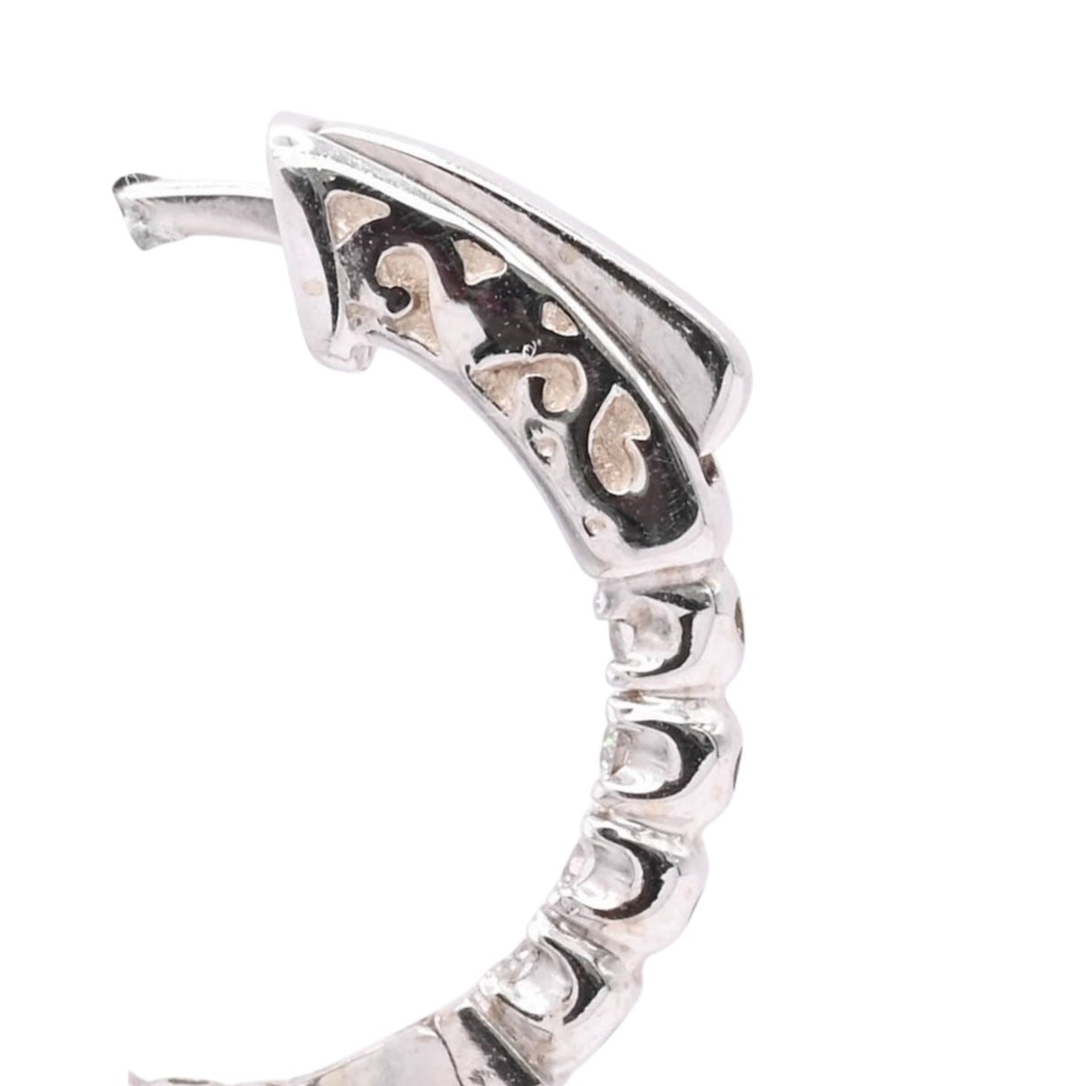 LAB DIAMOND Medium Inside Out Hoop Earrings 14K White Gold with Premium Locks 2.13mm Thick/18.78mm Diameter 0.68cttw