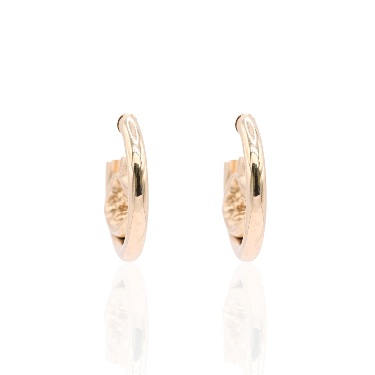 Lightweight Moon and Star Hoop Earrings 14K Yellow Gold with Hinge 3.10mm Thick/21.88 Diameter