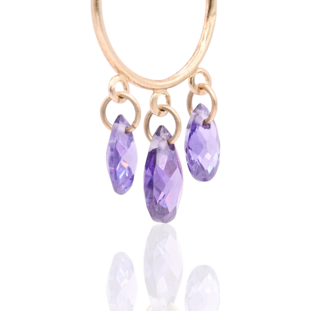 Amethyst Drop Round Dangle Earrings 14K Yellow Gold with Wire Hook 2.74cttw