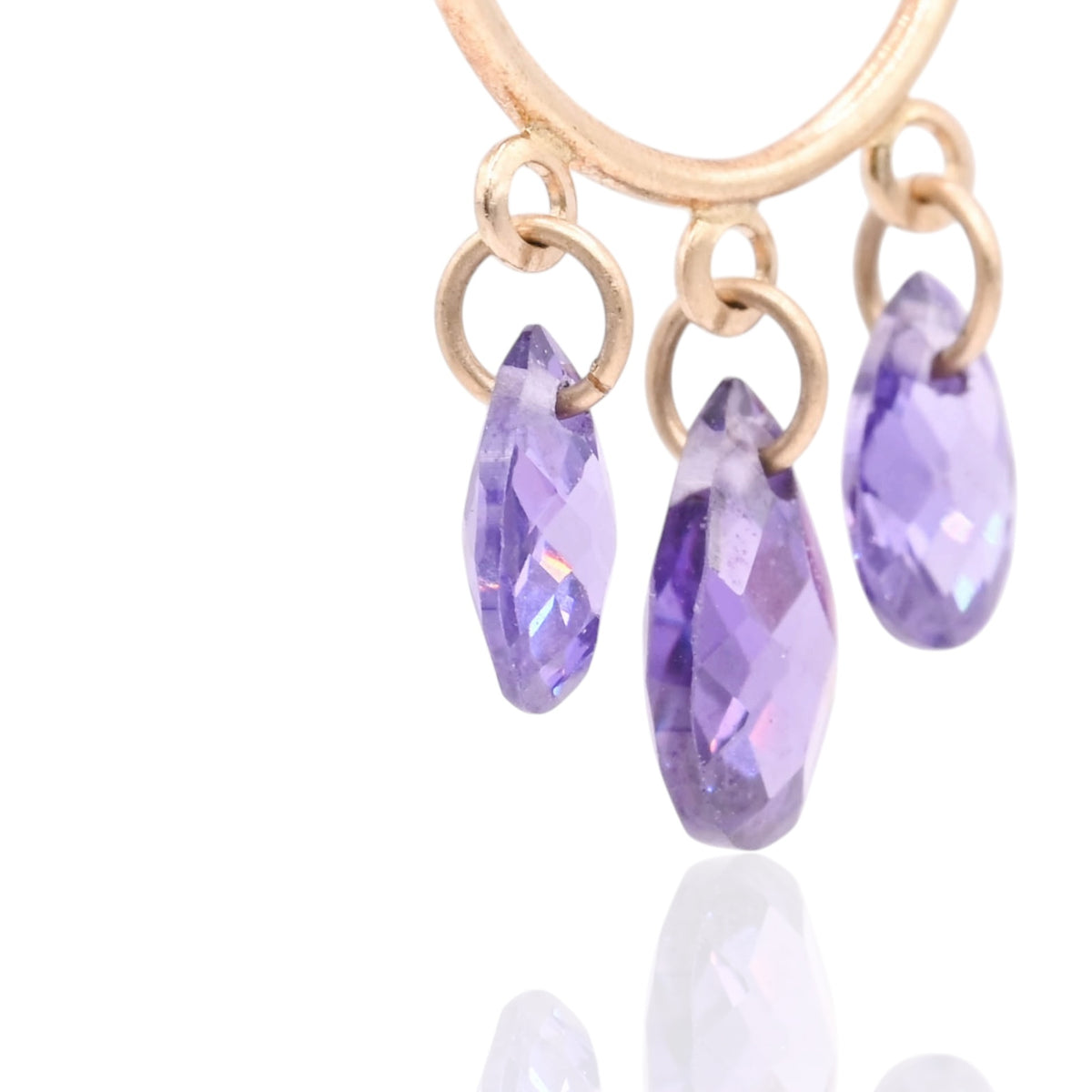 Amethyst Drop Round Dangle Earrings 14K Yellow Gold with Wire Hook 2.74cttw