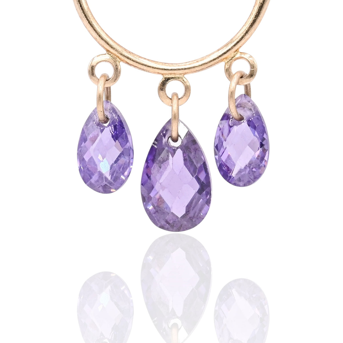 Amethyst Drop Round Dangle Earrings 14K Yellow Gold with Wire Hook 2.74cttw