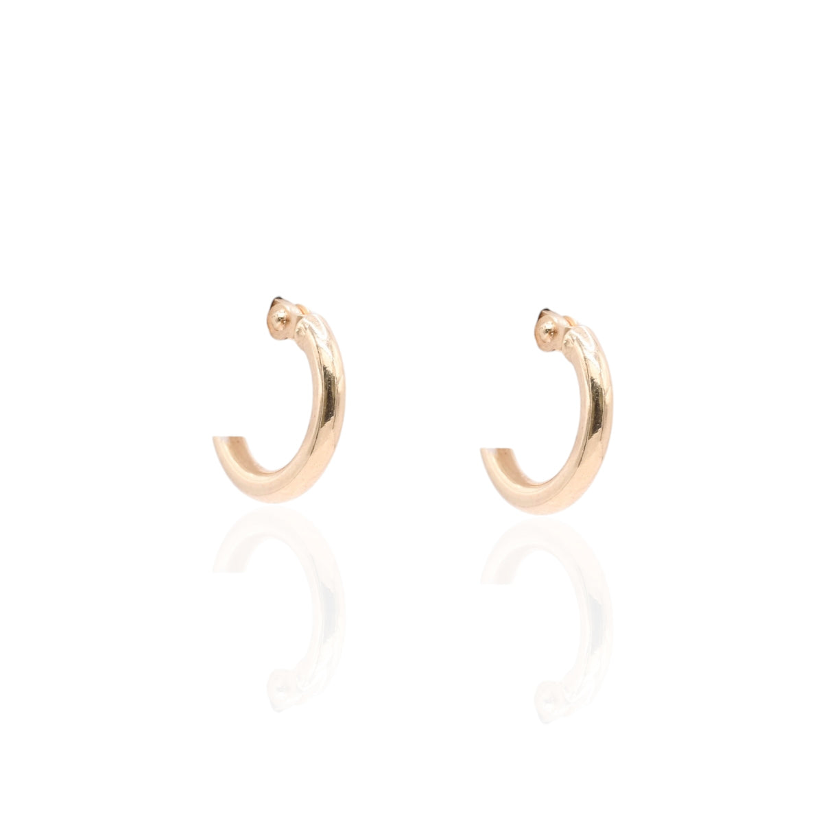 Lightweight Extra Small Tube Hoop Earrings 14K Yellow Gold with Hinge 1.75mm Thick/11.00mm Diameter