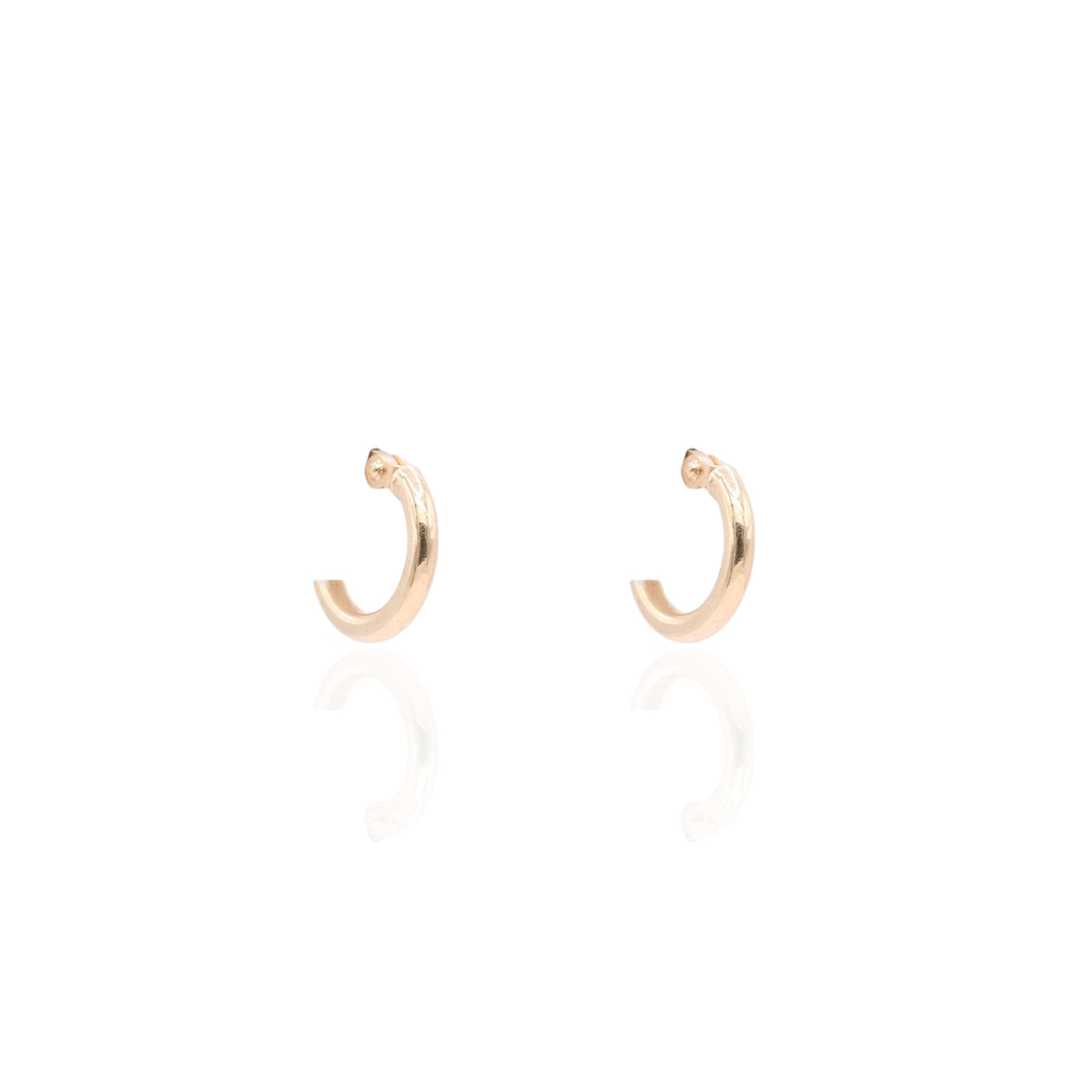 Lightweight Extra Small Tube Hoop Earrings 14K Yellow Gold with Hinge 1.75mm Thick/11.00mm Diameter