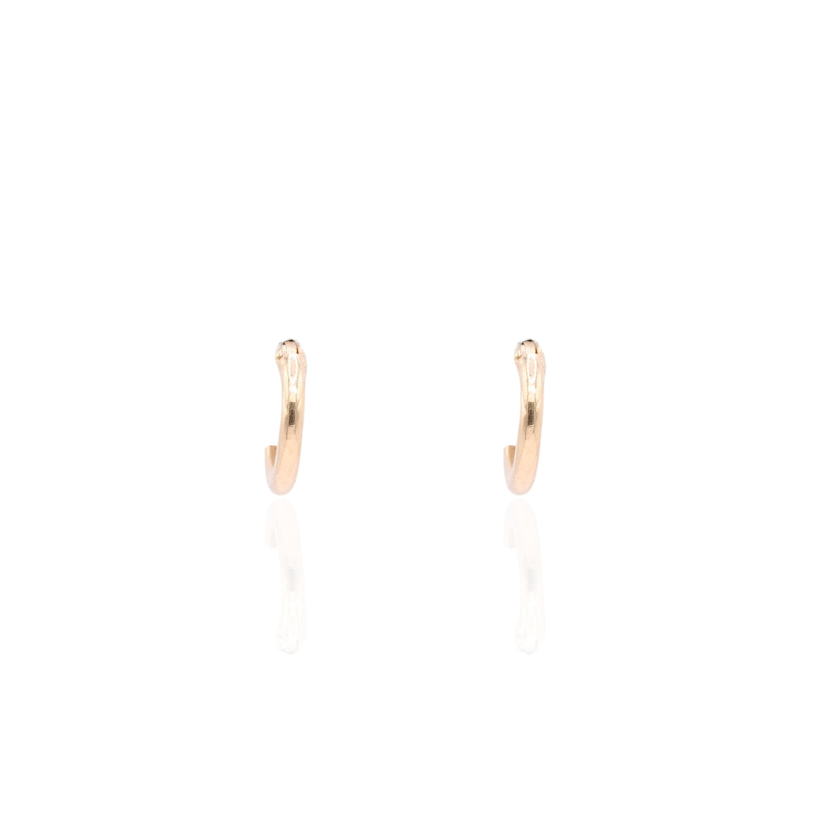 Lightweight Extra Small Tube Hoop Earrings 14K Yellow Gold with Hinge 1.75mm Thick/11.00mm Diameter