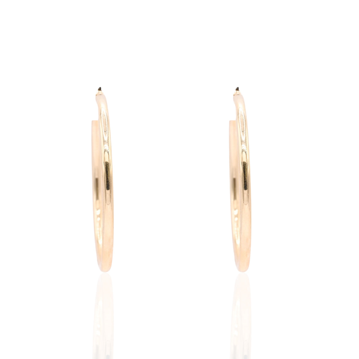 Lightweight Extra Large Hoop Earrings 14K Yellow Gold with Hinge 2.48mm Thick/40.14mm Diameter
