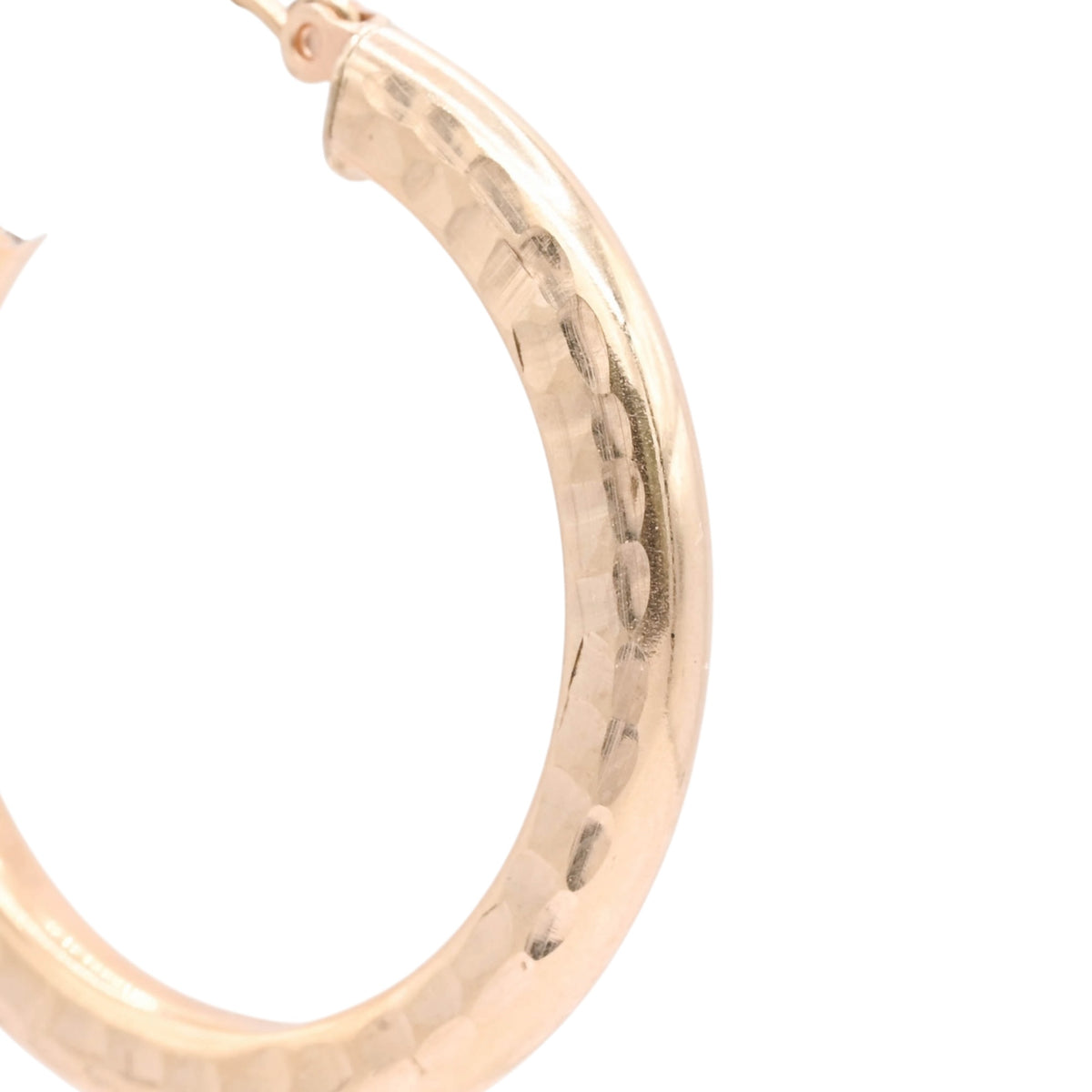 Lightweight Large Hammered Hoop Earrings 14K Yellow Gold with Hinge 2.84mm Thick x 30.00mm Diameter
