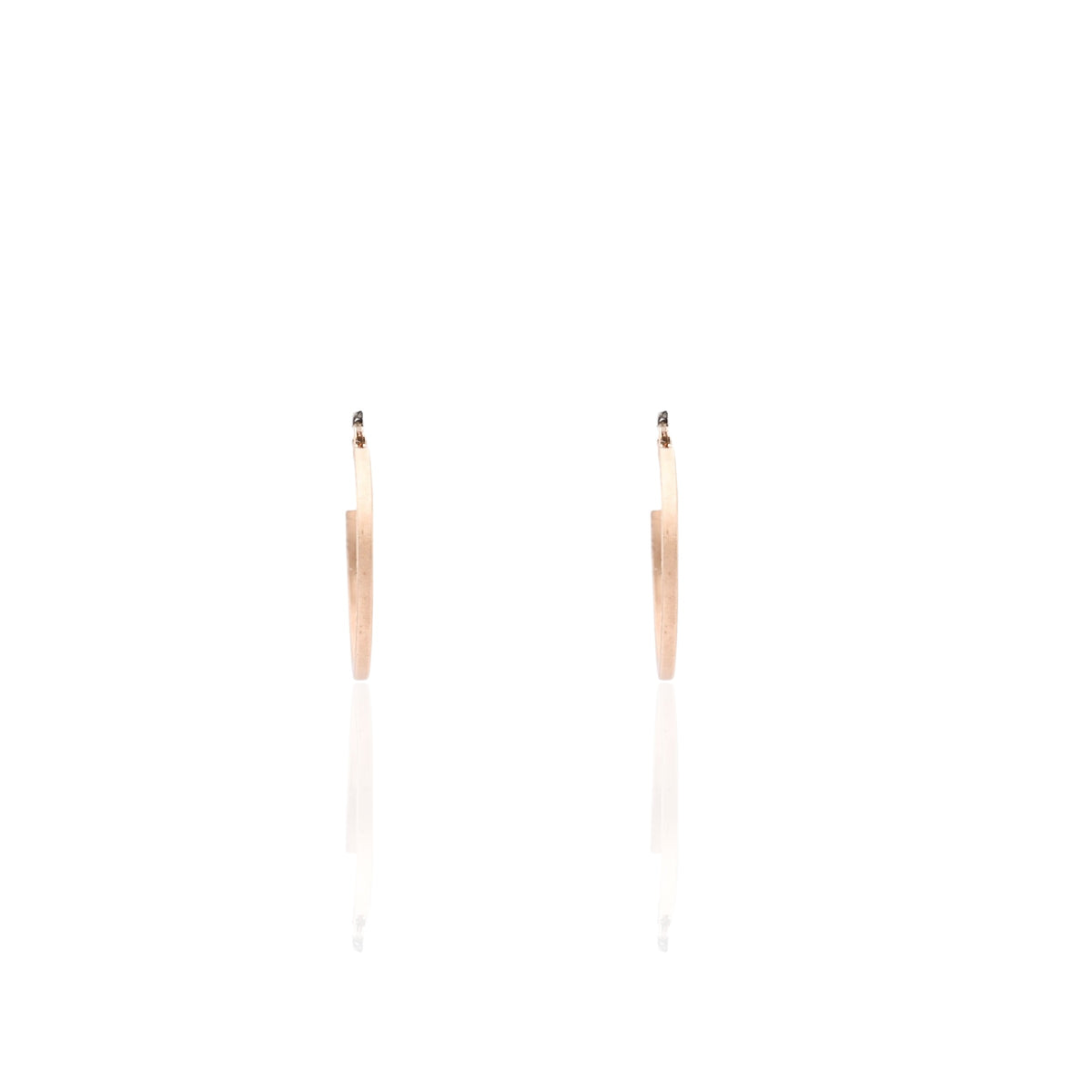 Lightweight Medium Flat Diamond Cut Hoop Earrings 14K Rose Gold with Hinge 1.33mm Thick/19.82mm Diameter