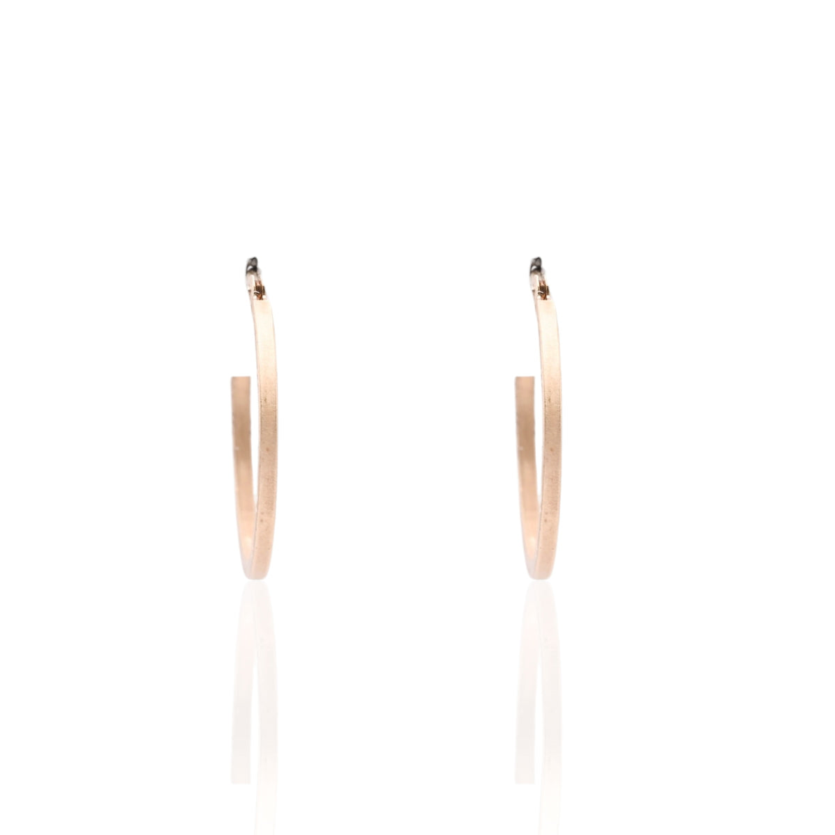Lightweight Medium Flat Diamond Cut Hoop Earrings 14K Rose Gold with Hinge 1.33mm Thick/19.82mm Diameter