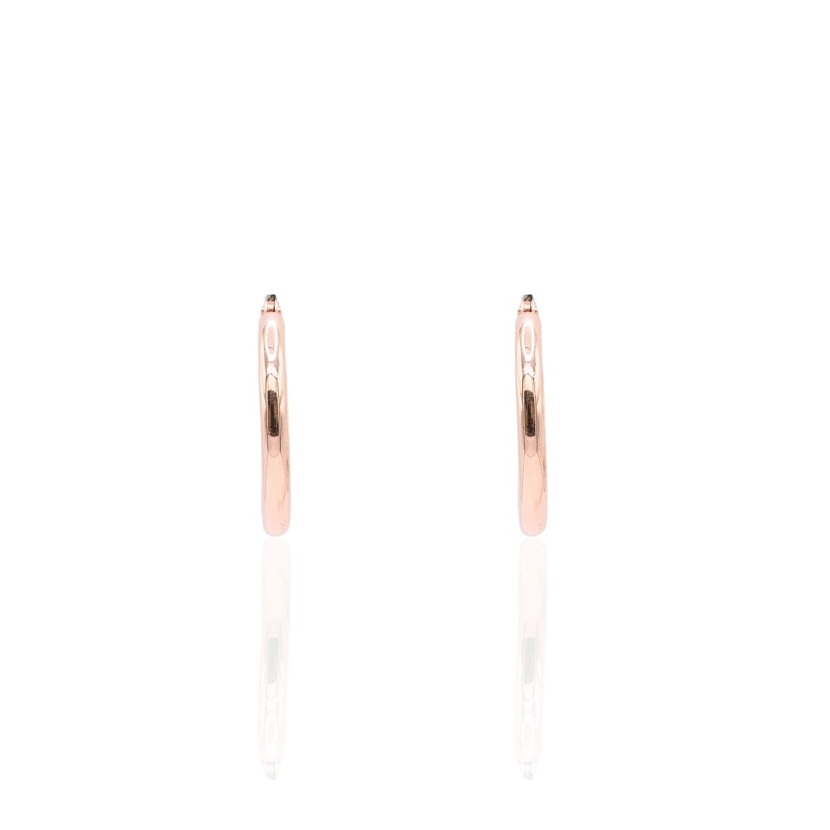 Lightweight Medium Tube Hoop Earrings 14K Rose Gold with Hinge 2.59mm Thick/20.36mm Diameter