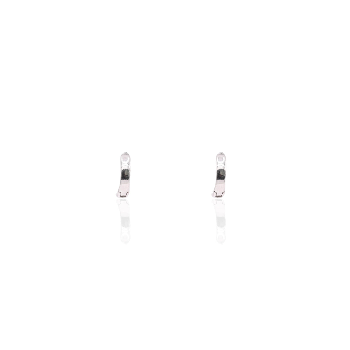 Lightweight Extra Small Huggie Hoop Earrings 14K White Gold 2.25mm Thick/9.13mm Diameter