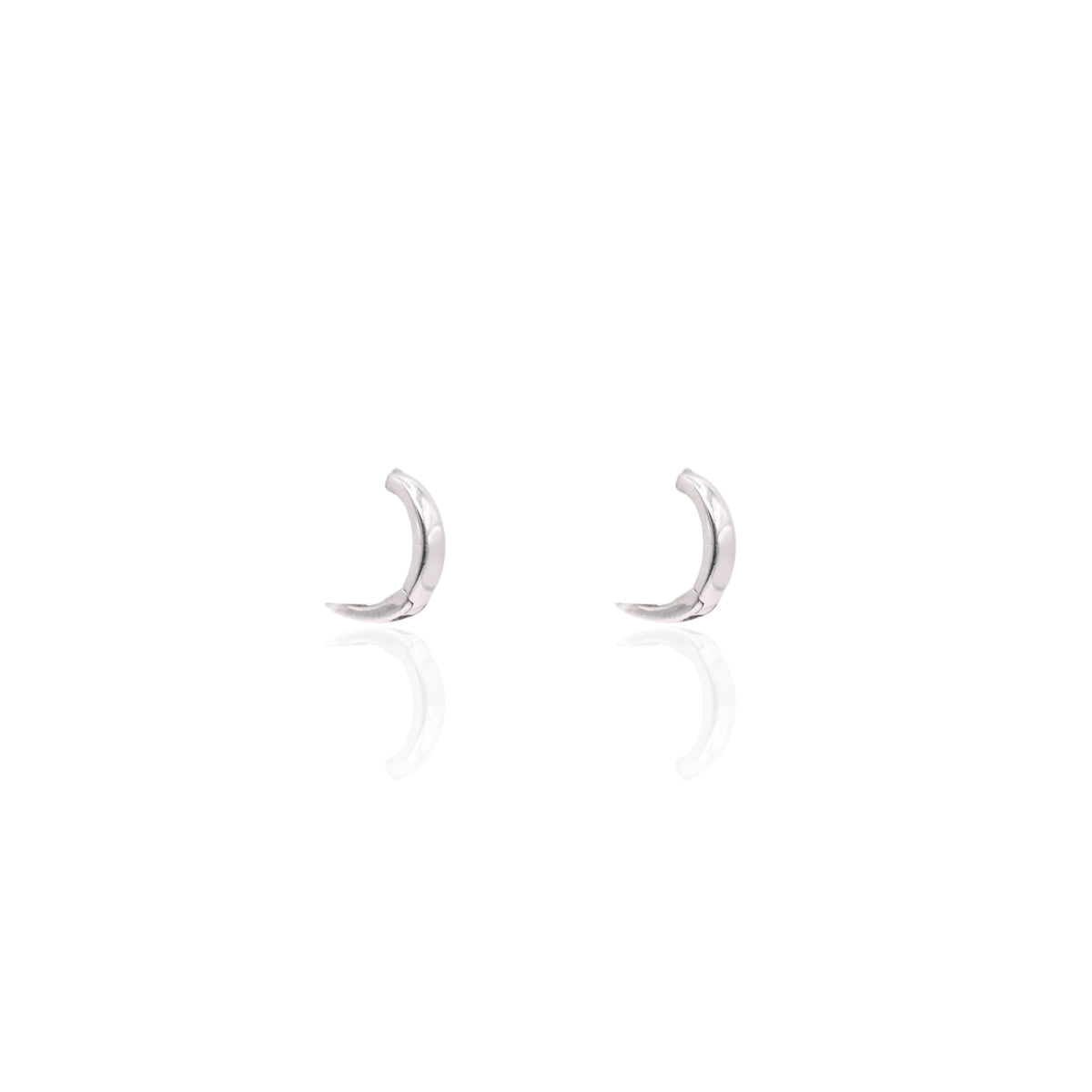 Lightweight Extra Small Huggie Hoop Earrings 14K White Gold 2.25mm Thick/9.13mm Diameter