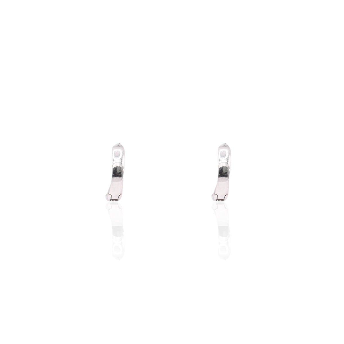 Lightweight Extra Small Huggie Hoop Earrings 14K White Gold 2.25mm Thick/9.13mm Diameter