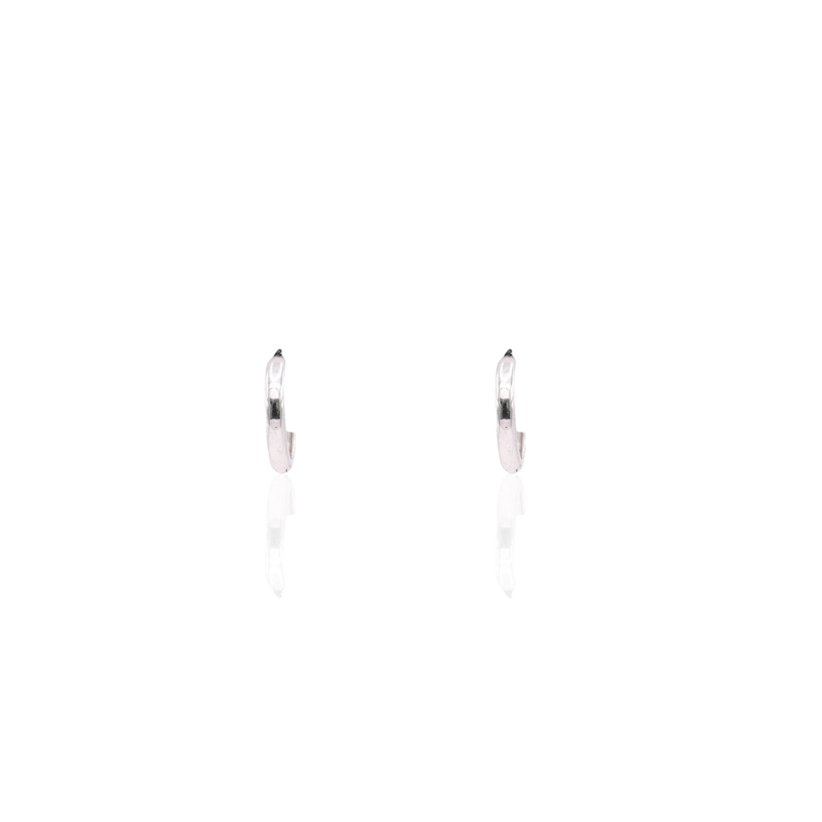 Lightweight Small Huggie Hoop Earrings 14K White Gold 1.85mm Thick/11.04mm Diameter