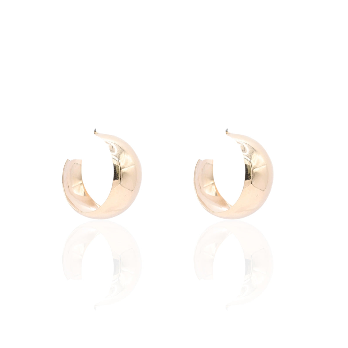 Lightweight Hoop Earrings 14K Yellow Gold with Butterfly Back 10.06mm Thick/21.03mm Diameter