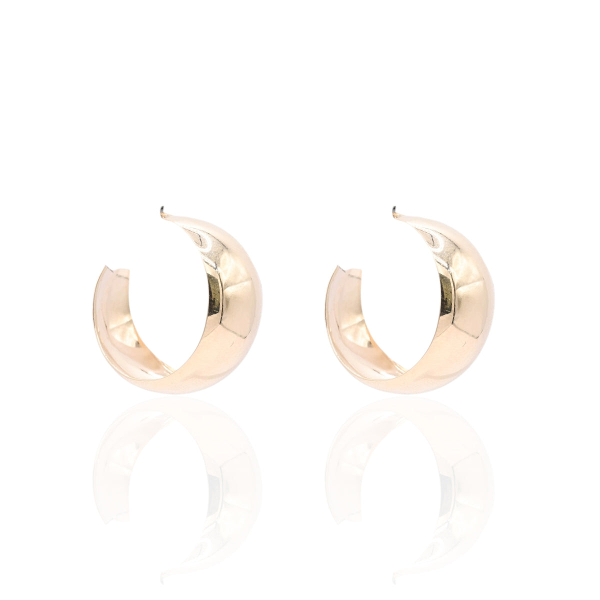 Lightweight Hoop Earrings 14K Yellow Gold with Butterfly Back 10.06mm Thick/21.03mm Diameter