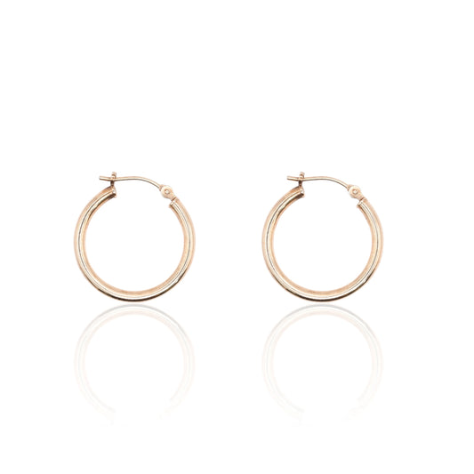 Lightweight Medium Tube Hoop Earrings 14K Yellow Gold with Hinge 1.95mm Thick/19.94mm Diameter