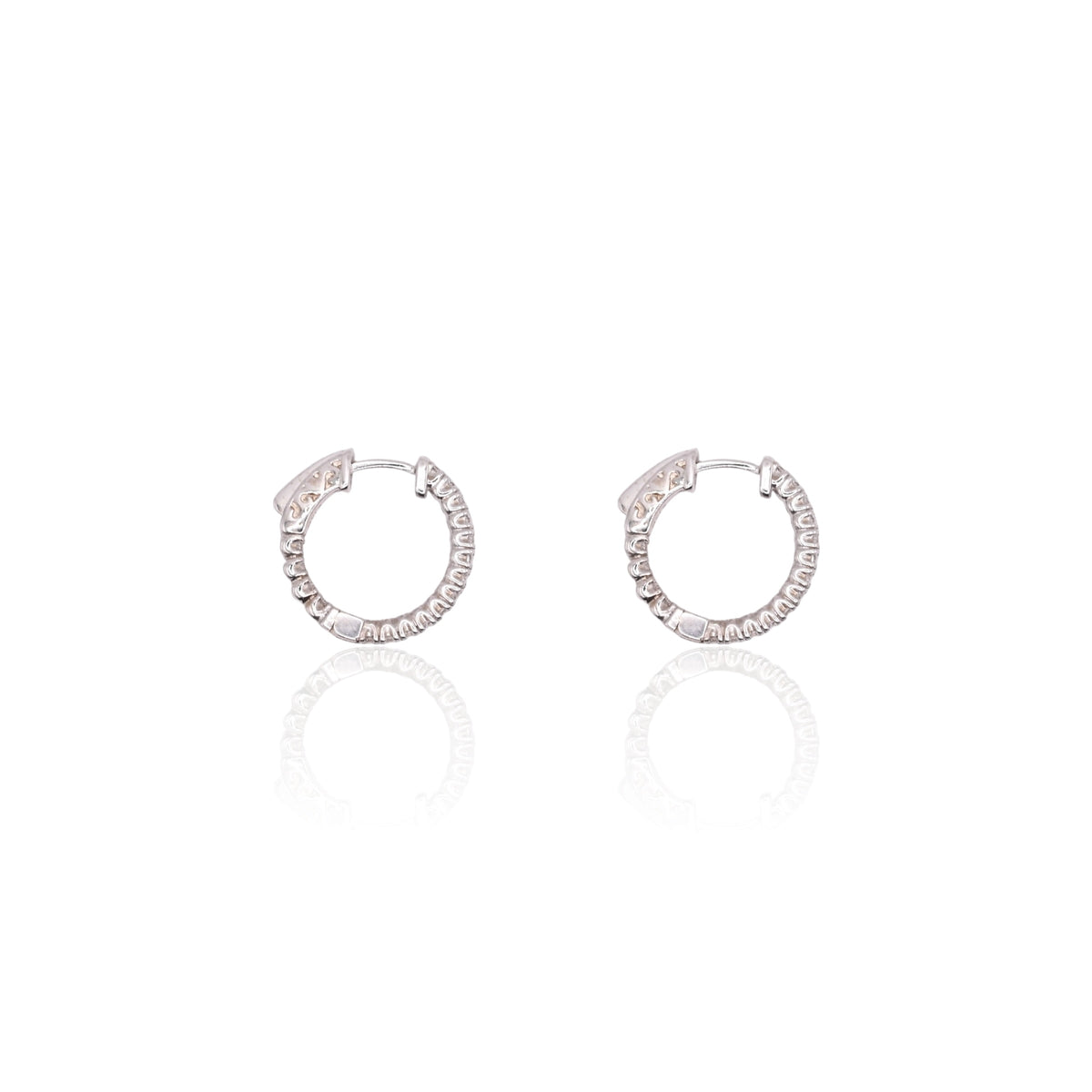 LAB DIAMOND Medium Inside Out Hoop Earrings 14K White Gold with Premium Locks 2.13mm Thick/18.78mm Diameter 0.68cttw