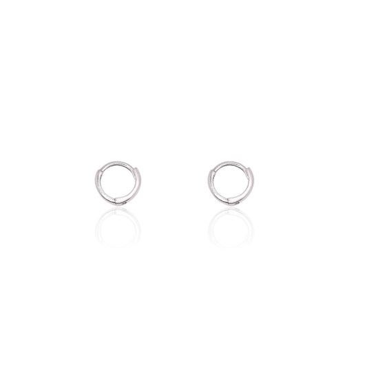 Lightweight Extra Small Huggie Hoop Earrings 14K White Gold 2.25mm Thick/9.13mm Diameter