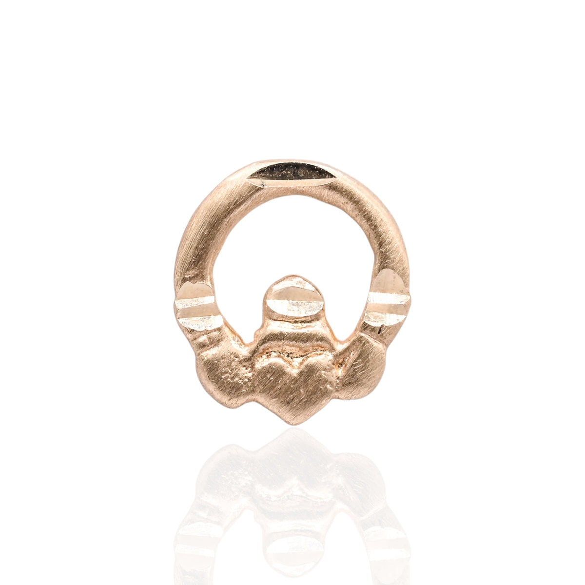 Lightweight Diamond Cut Claddagh Knocker Stud Earrings 14K Yellow Gold