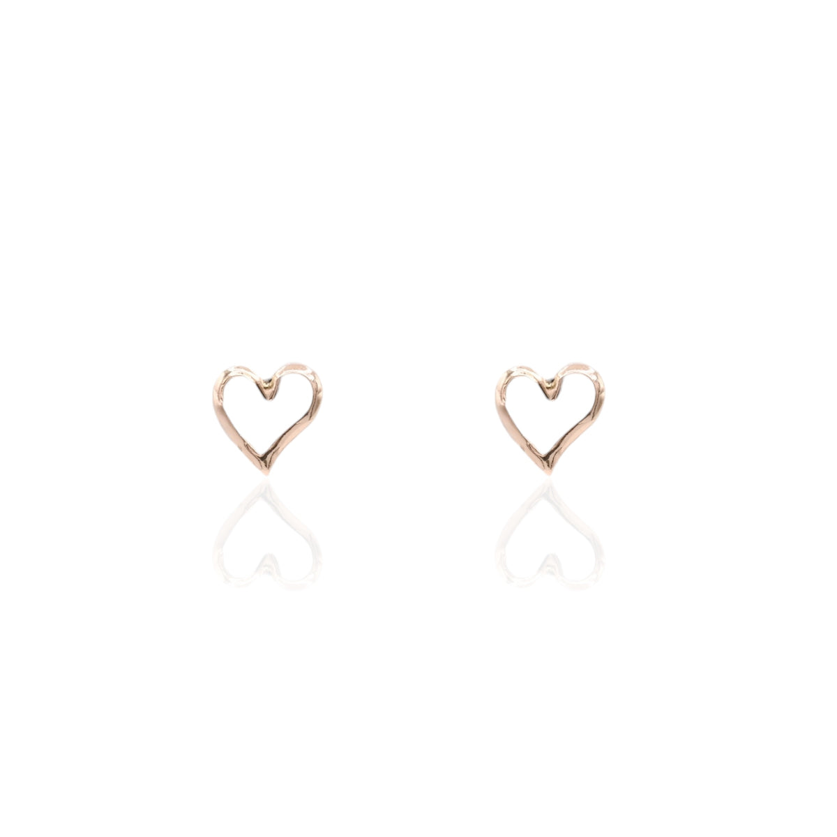 Lightweight Open Heart Stud Earrings 14K Yellow Gold