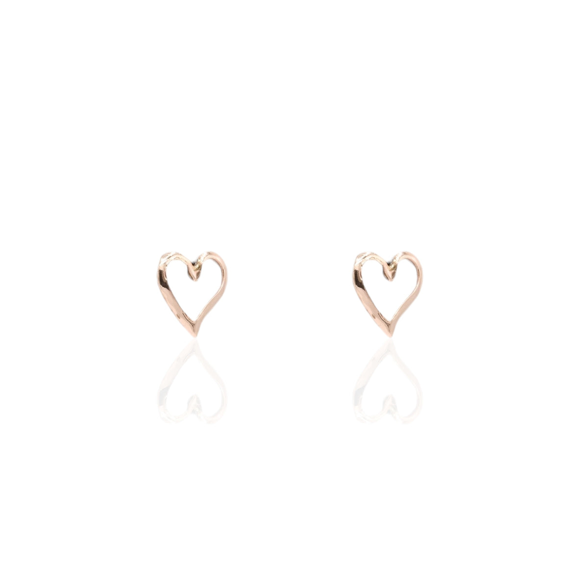 Lightweight Open Heart Stud Earrings 14K Yellow Gold