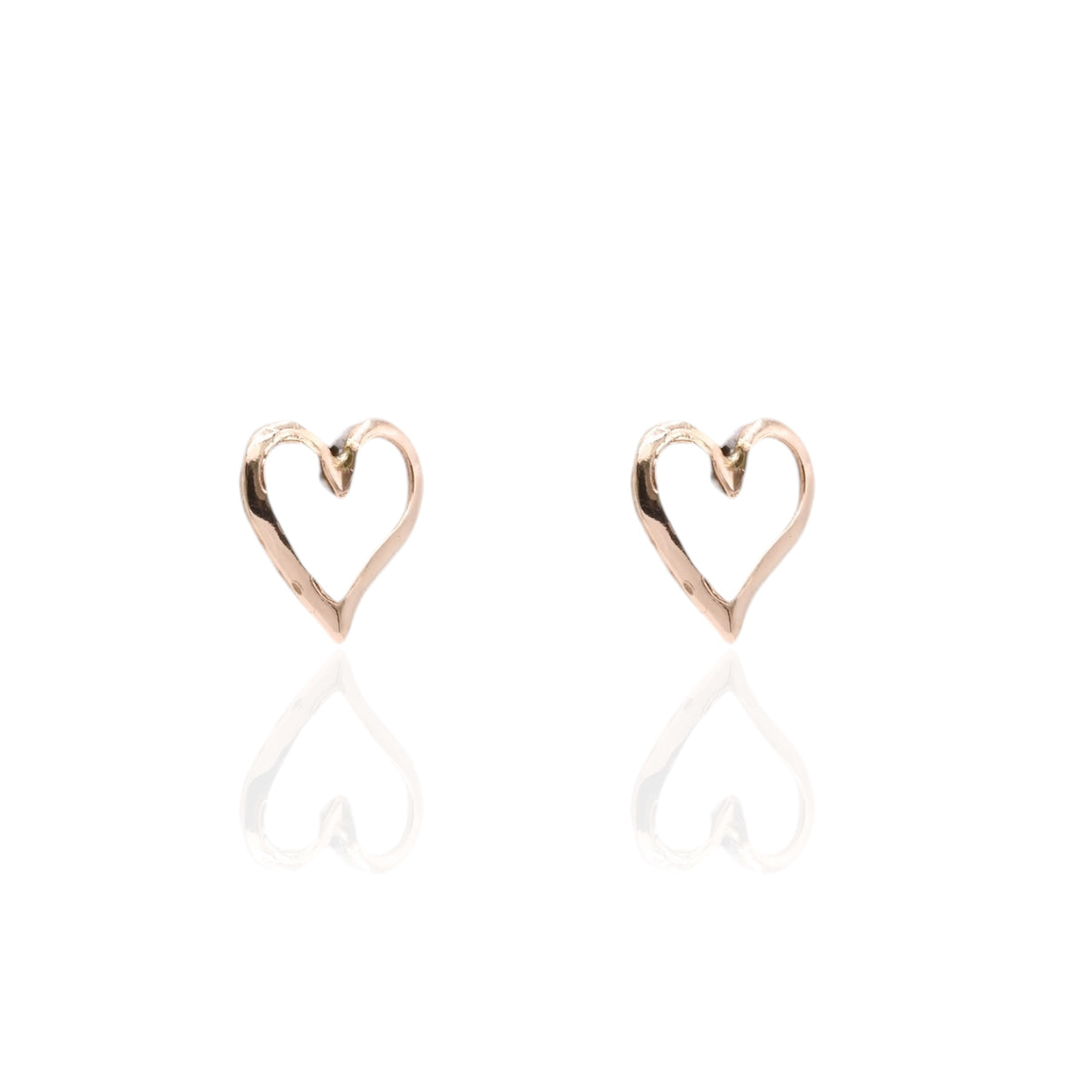 Lightweight Open Heart Stud Earrings 14K Yellow Gold