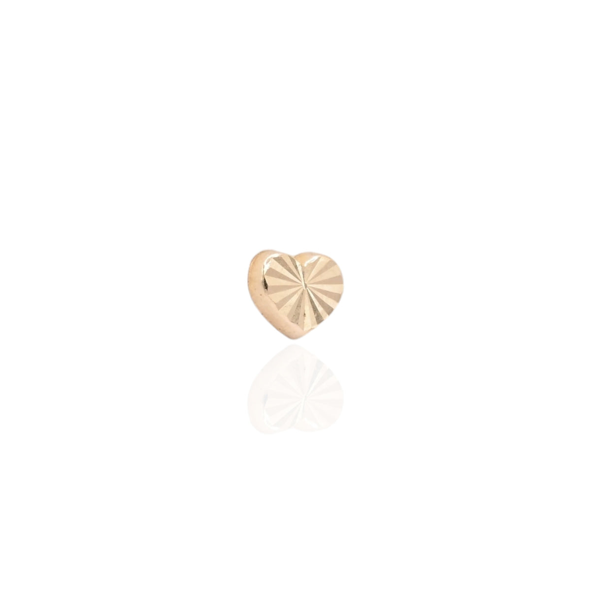 Lightweight Diamond Cut Fluted Heart Stud Earrings 14K Yellow Gold with Safety Screwbacks