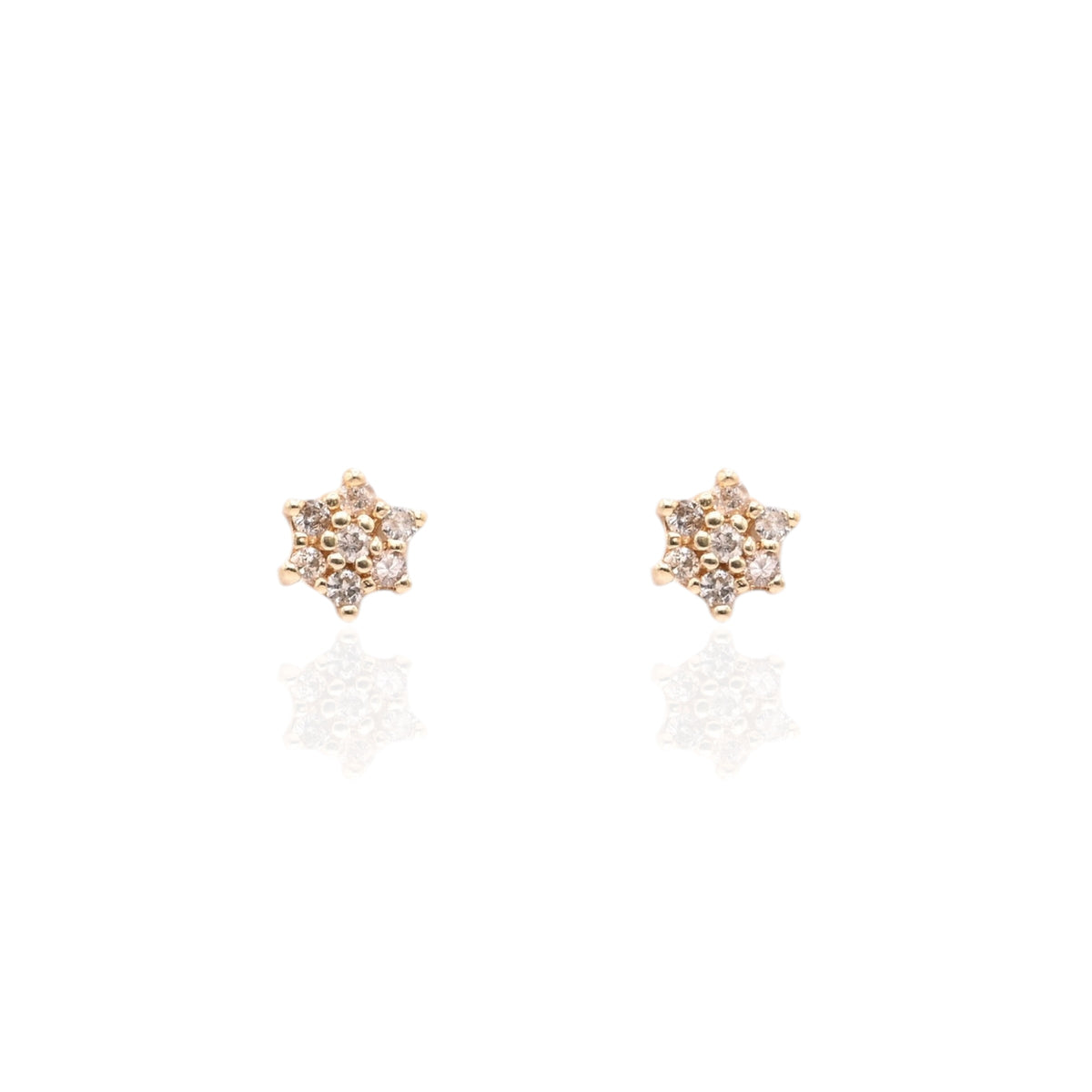 Vintage-Style Flower Cluster Diamond Stud Earrings 14K Yellow Gold 0.14cttw
