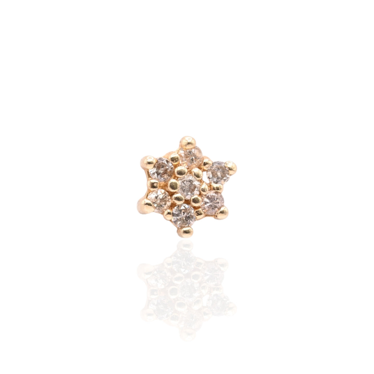 Vintage-Style Flower Cluster Diamond Stud Earrings 14K Yellow Gold 0.14cttw