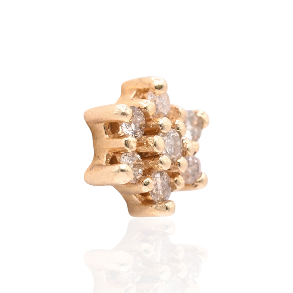 Vintage-Style Flower Cluster Diamond Stud Earrings 14K Yellow Gold 0.14cttw