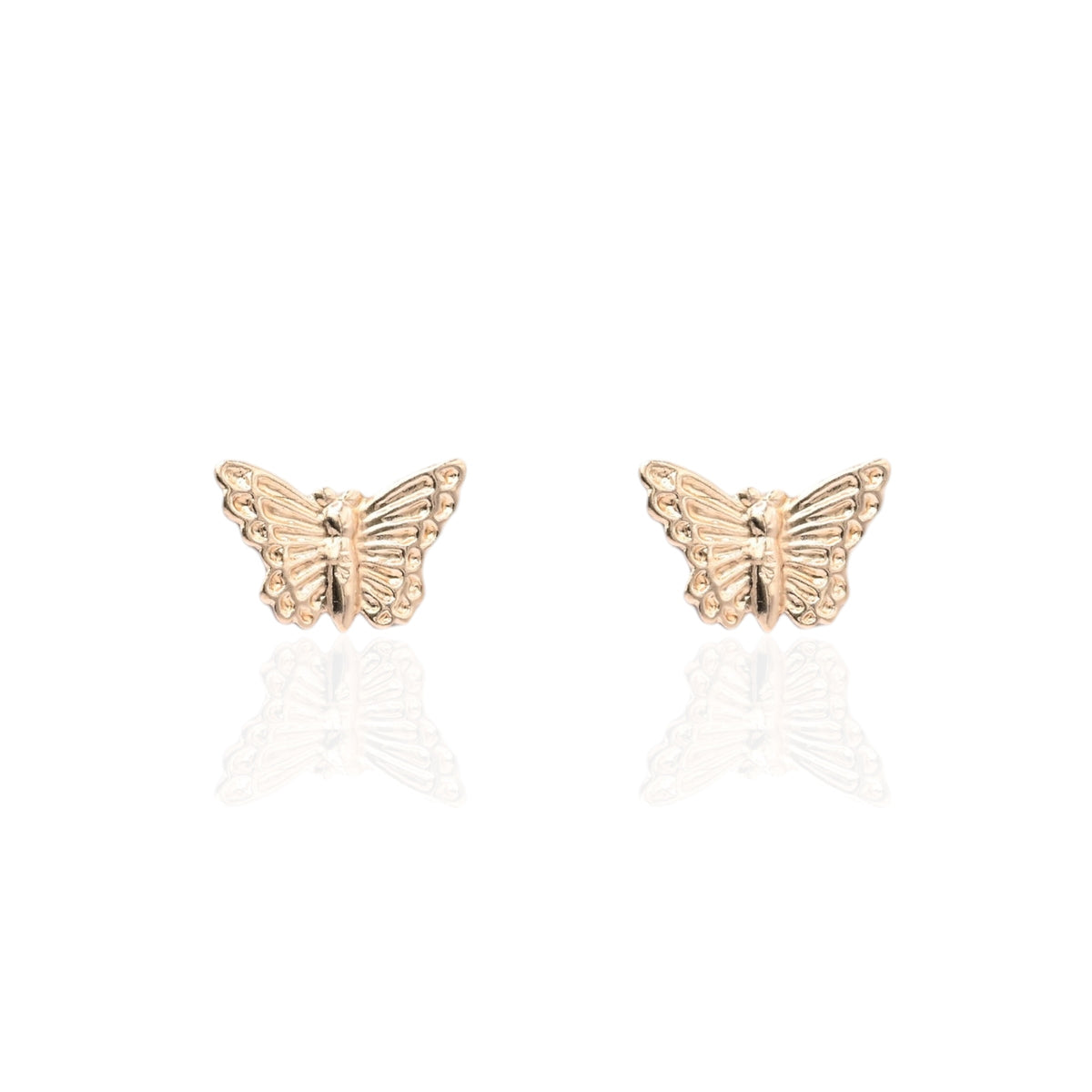 Lightweight Butterfly Stud Earrings 14K Yellow Gold