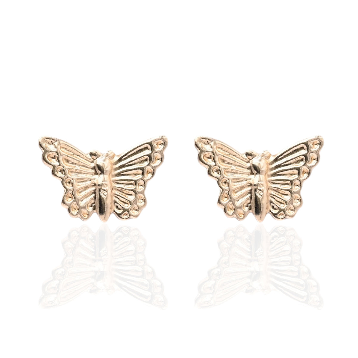 Lightweight Butterfly Stud Earrings 14K Yellow Gold
