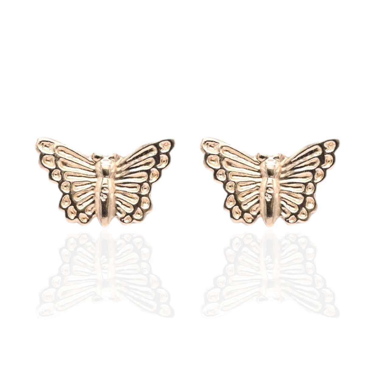 Lightweight Butterfly Stud Earrings 14K Yellow Gold