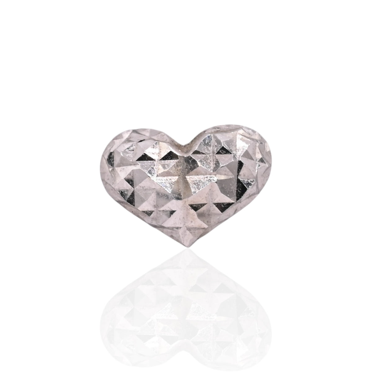 Diamond Cut Puffed Heart Stud Earrings 14K White Gold with Safety Screwbacks