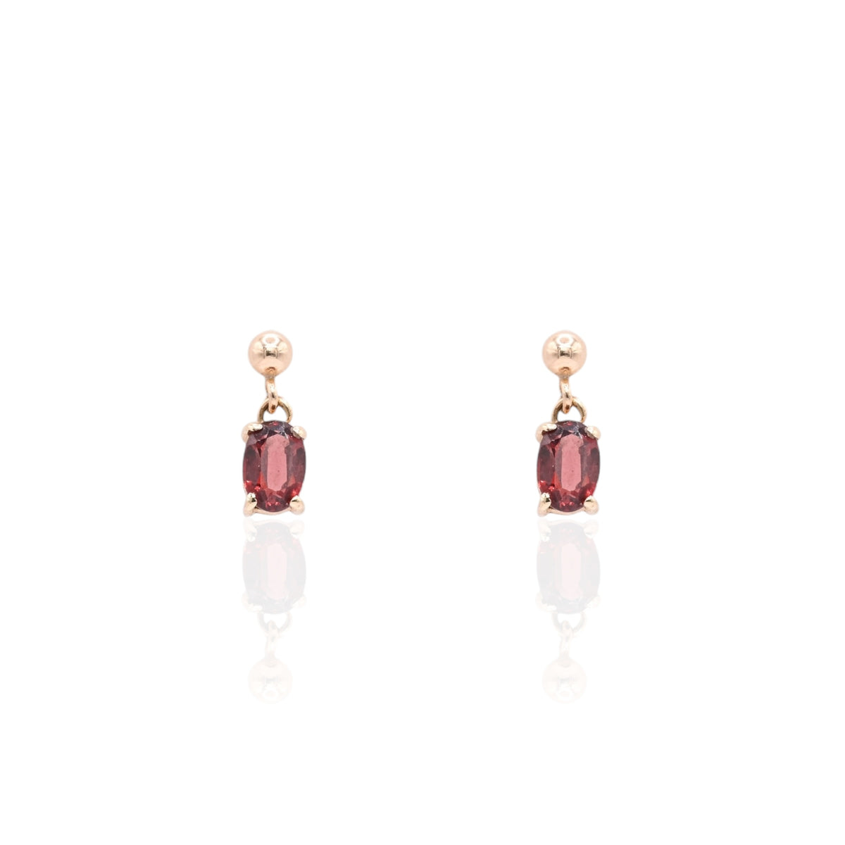 Oval Garnet Dangle Earrings 14K Yellow Gold 1.16cttw Garnet