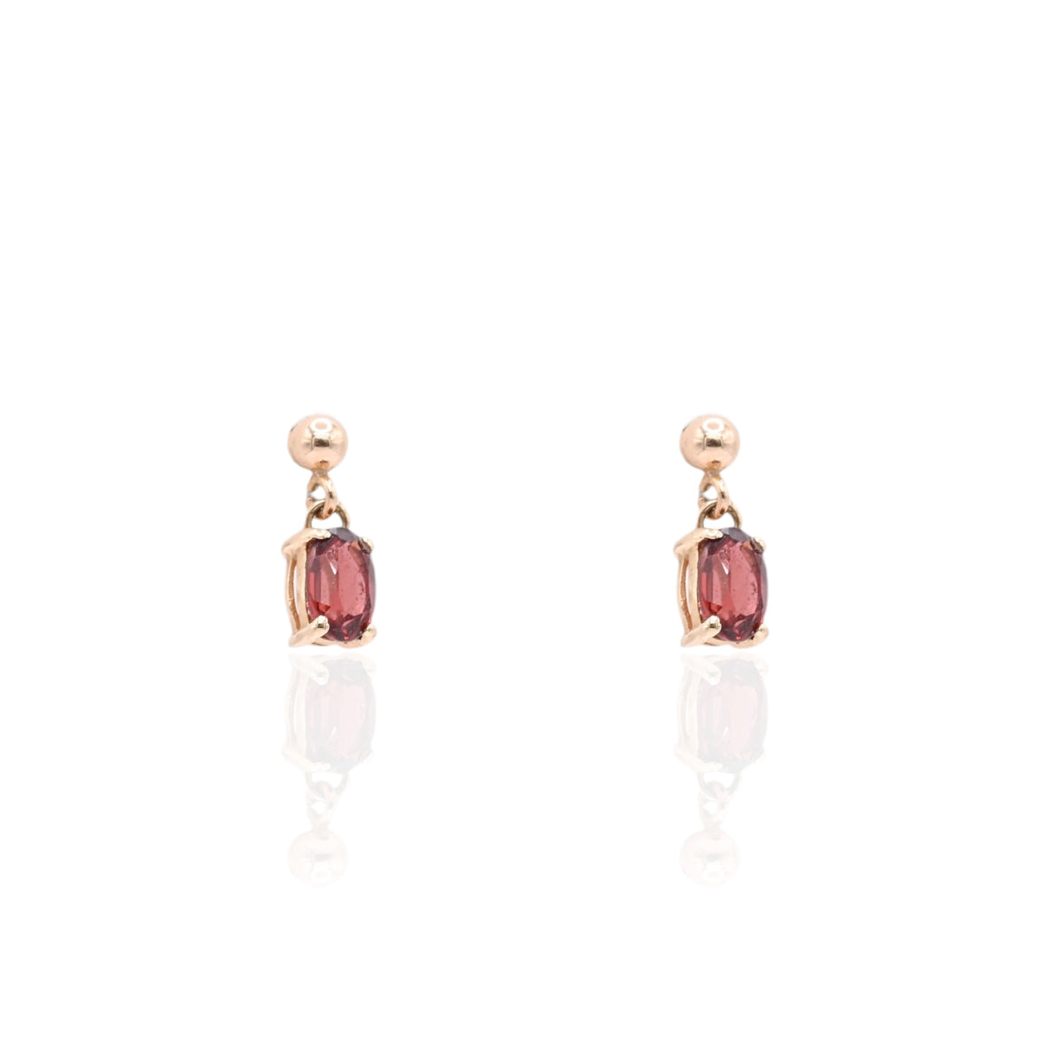 Oval Garnet Dangle Earrings 14K Yellow Gold 1.16cttw Garnet