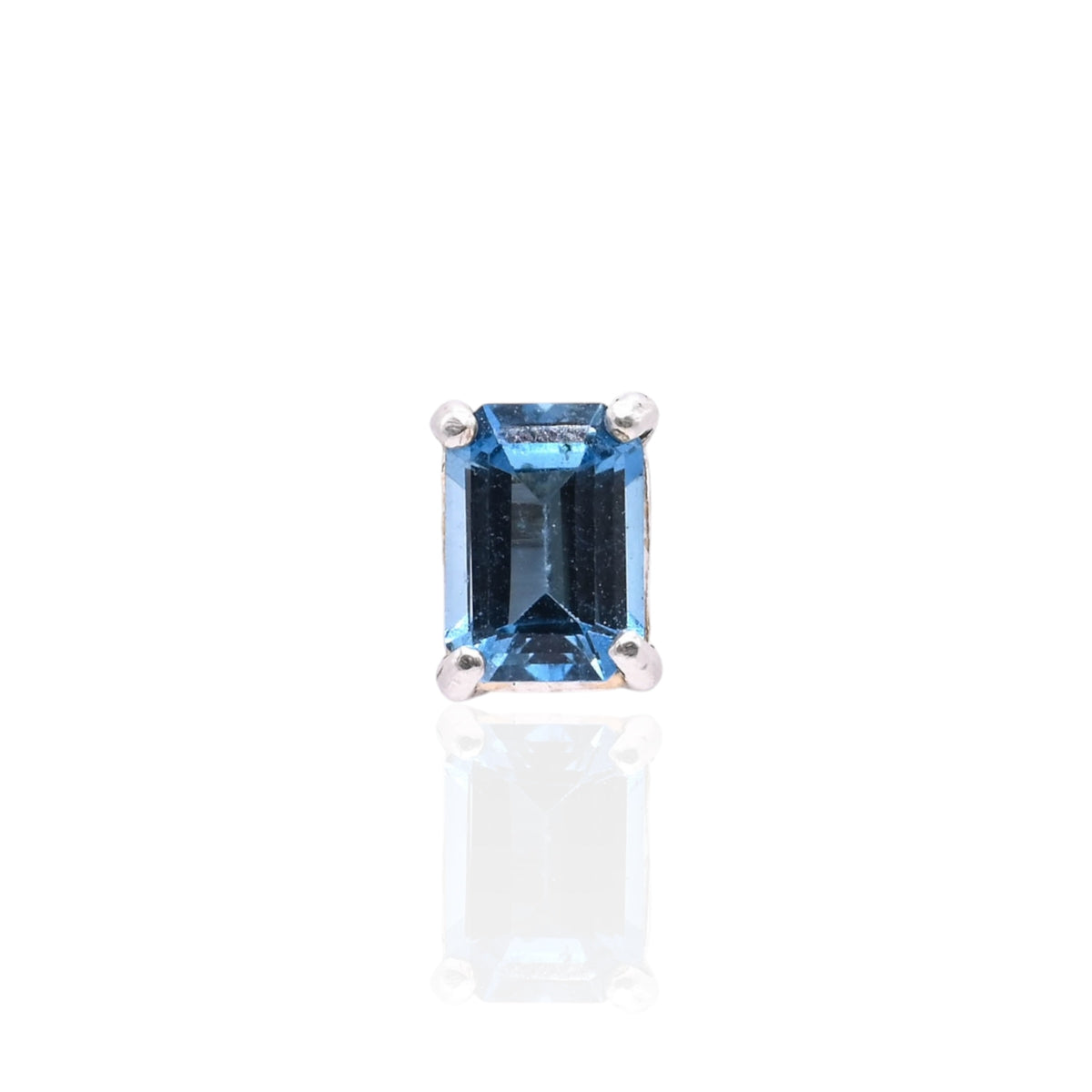 Emerald Cut Blue Topaz Stud Earrings 14K White Gold 2.60cttw Blue Topaz