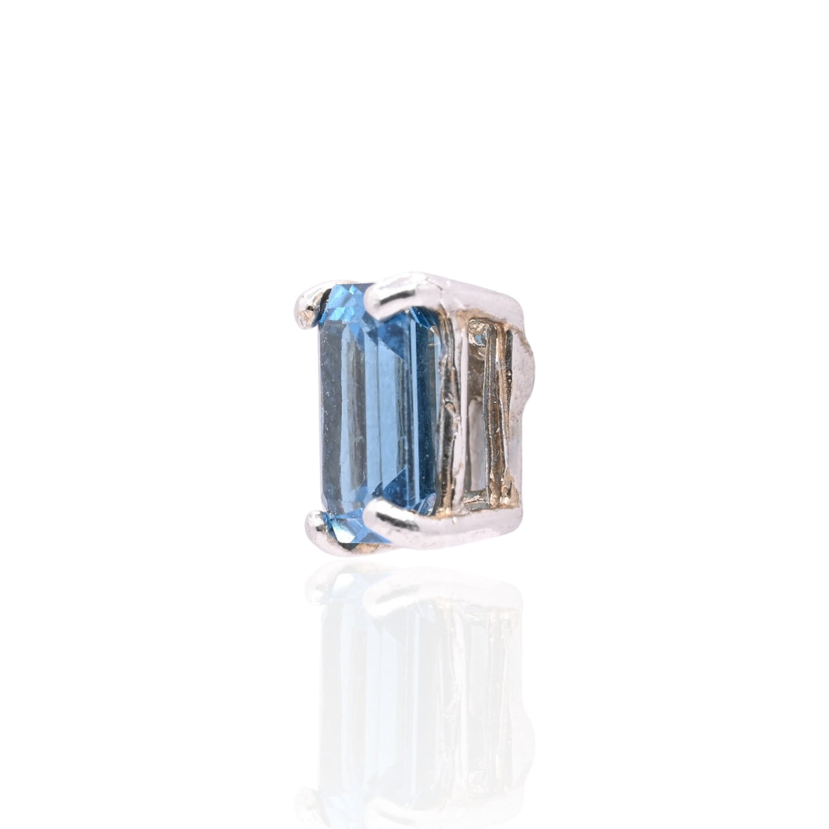 Emerald Cut Blue Topaz Stud Earrings 14K White Gold 2.60cttw Blue Topaz
