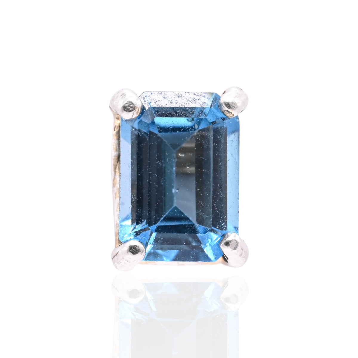 Emerald Cut Blue Topaz Stud Earrings 14K White Gold 2.60cttw Blue Topaz