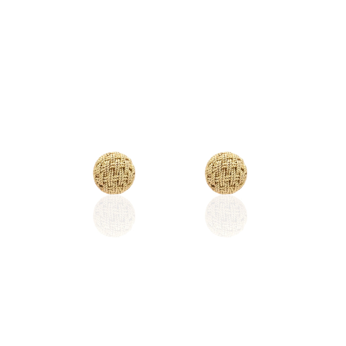 Textured Woven Rope Dome Stud Earrings 18K Yellow Gold