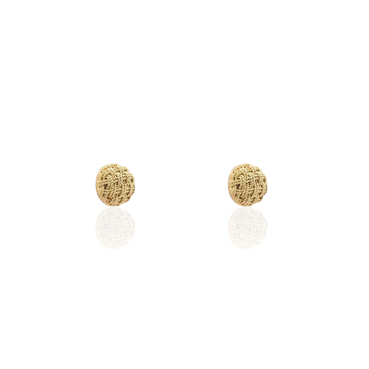 Textured Woven Rope Dome Stud Earrings 18K Yellow Gold