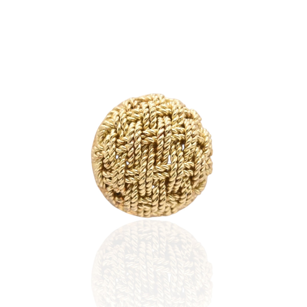 Textured Woven Rope Dome Stud Earrings 18K Yellow Gold