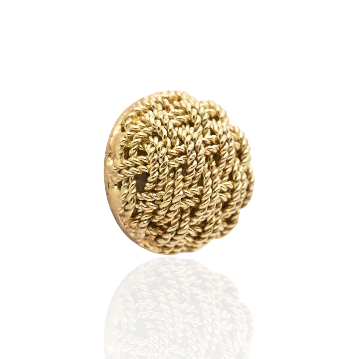 Textured Woven Rope Dome Stud Earrings 18K Yellow Gold