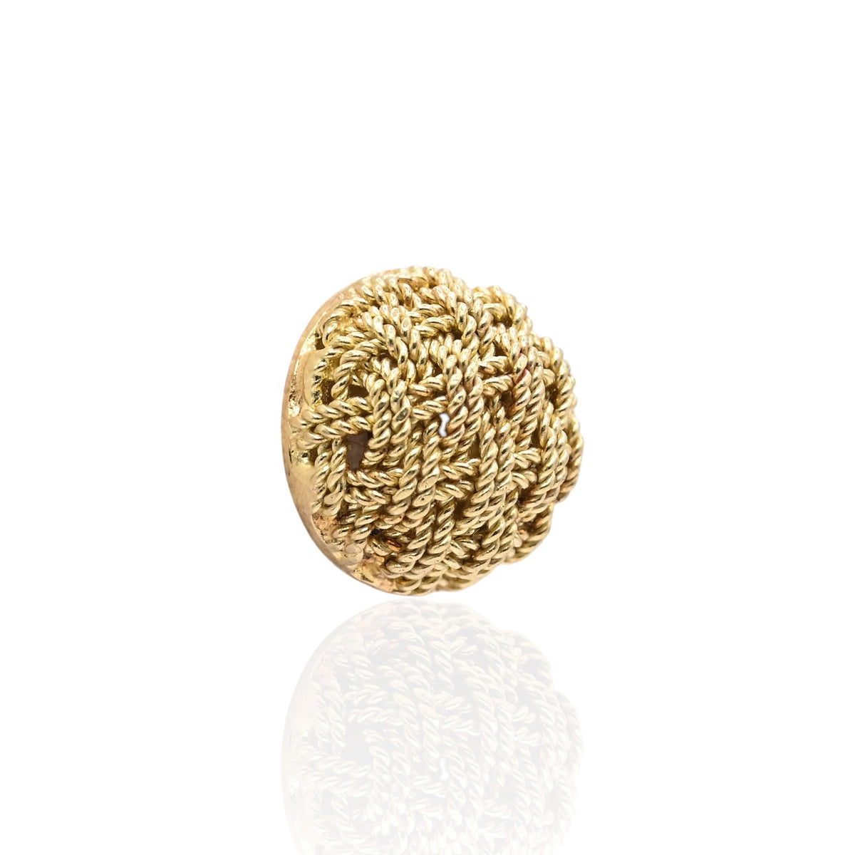 Textured Woven Rope Dome Stud Earrings 18K Yellow Gold
