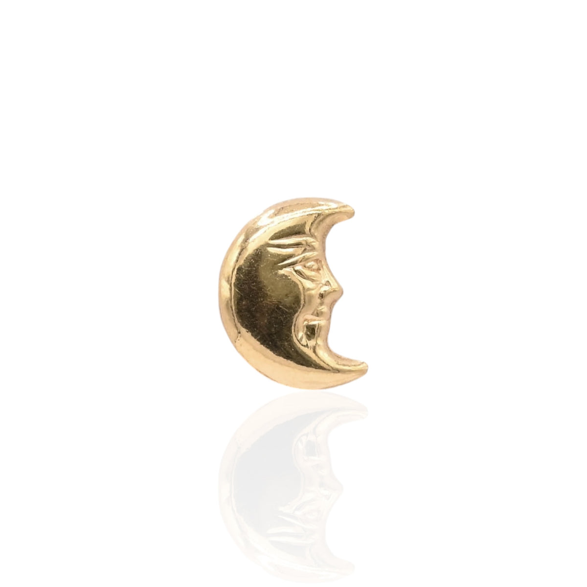 Lightweight Smiling Crescent Moon Stud Earrings 14K Yellow Gold