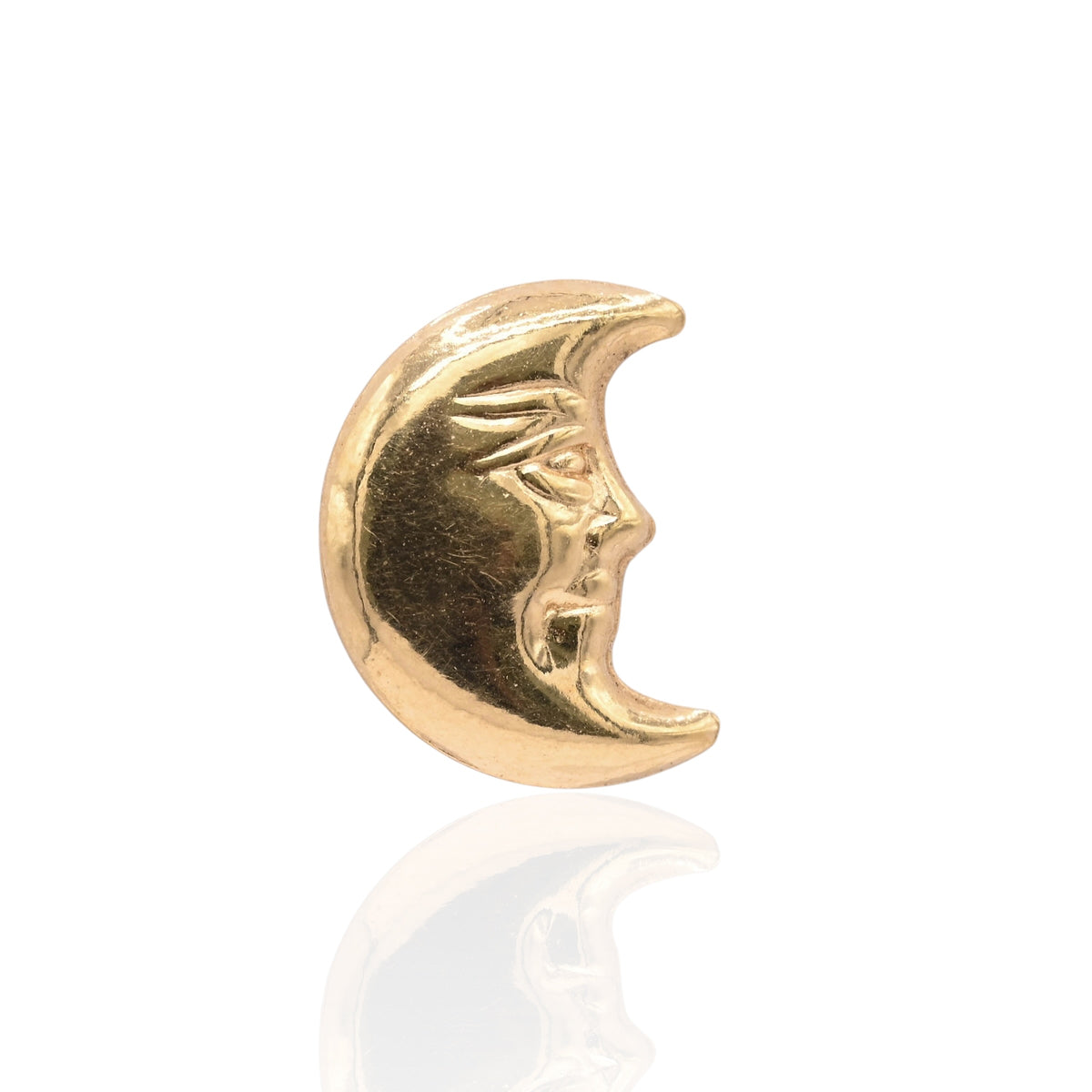 Lightweight Smiling Crescent Moon Stud Earrings 14K Yellow Gold